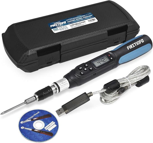 FIRSTINFO H5277U Digital Torque Screwdriver, Dual Direction 0.44-4.42 in-lbs. / 5-50 cN-m / 0.51-5.1 kg-cm, with 250 Data Memory, LED and Buzzer Notification, Preset Memory