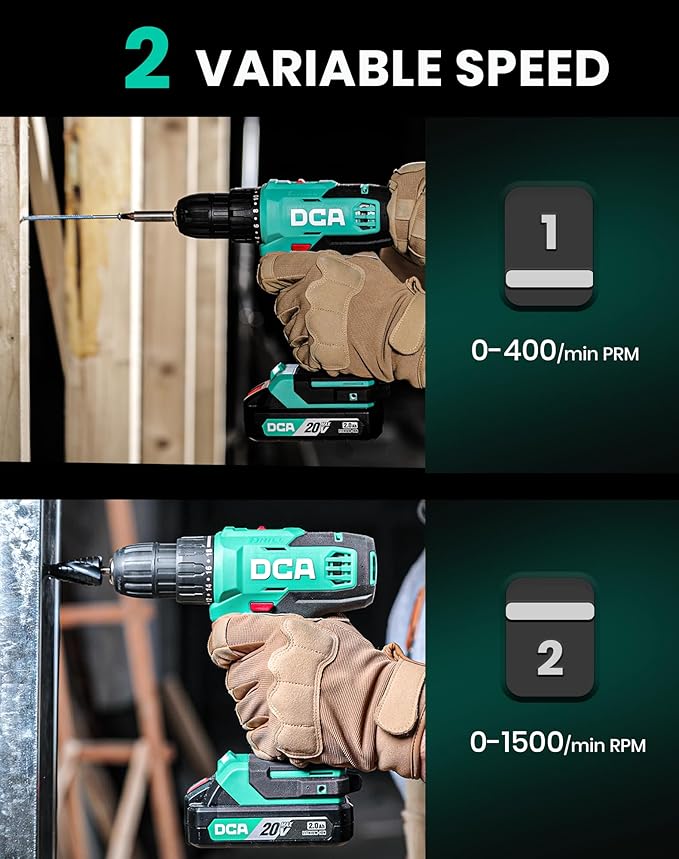 Cordless Drill Set, 336 in-lbs Torque, 3/8" Keyless Chuck, Electric Power Drill with 2.0Ah Battery and Charger,18+1 Position,25-Piece 20V Drill Driver Kit, ADJZ2035