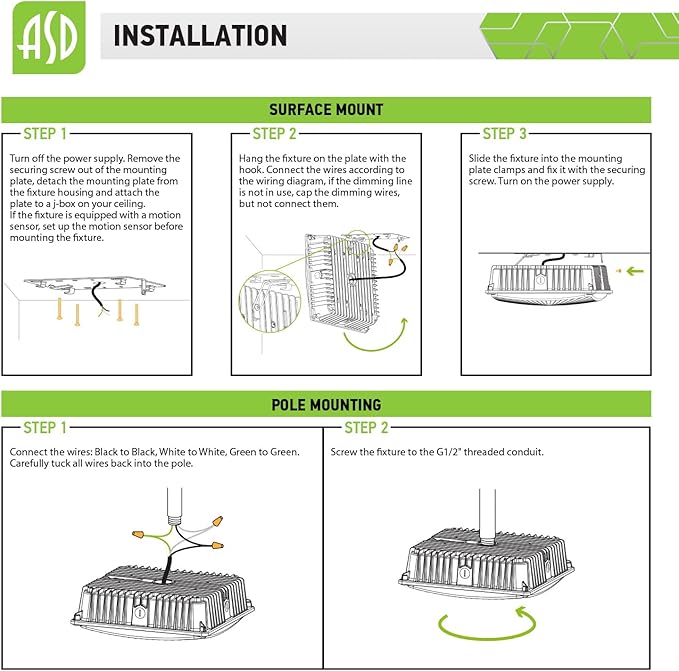 ASD LED Canopy Light 100W UL & DLC Listed, led Canopy Lights Outdoor and Indoor, Dimmable 0-10V, 12050lm, 5000K, 11"x11", 120-277V, IP65, -4℉—104℉, Brown