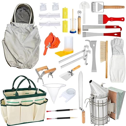 Beekeeping Supplies Beekeeping Starter Kit 32Pcs Beekeeping Tools and Equipment, Bee Smoker Kit for Beginners and Professionals