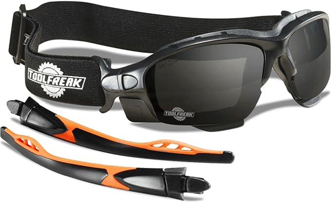 ToolFreak Spoggles, Safety Glasses and Protective Goggles, Eyewear Foam Padded for Comfort and Better Protection, ANSI Z87 Rated, Smoke Tinted Polycarbonate Lens with Impact and UV Rating