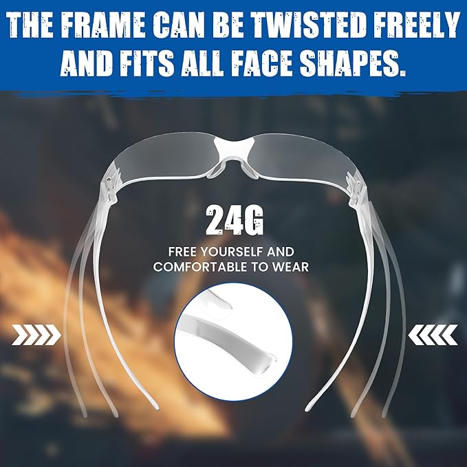 Work Safety Glasses For Men | Ansi Z87 Certified Safety Goggles For Shooting Range | Anti-Scratch Outdoor Glass