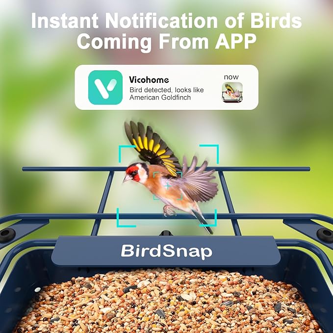 birdsnap® APS - Metal Bird Feeder with Camera Solar Panel 32GB Card, AI Identify 10000+ Birds Camera Feeder, 3 DIY Add-ons, 2K HD Live View Auto Record Bird Video, Ideal Gift for Birds Lover