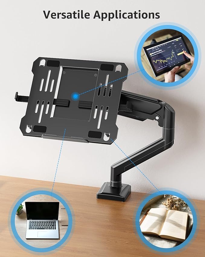 MOUNTUP Laptop Stand for Desk, 2-in-1 Monitor Mount with Laptop Tray Holds 4.4-22lbs, Adjustable Laptops Arm Mount for Max 17" Notebook & 32" Monitor, Laptops Desk Arm with Clamp/Grommet