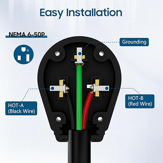 NEMA 6-50P Straight Blade Angle Plug, AC Dryer Replacement Male Angle Plug,3-Prong Grounding Heavy Duty Universal Power Male Connector for Dryers, Welder, Generator 50 Amp,250Volt-with 1 Screwdriver