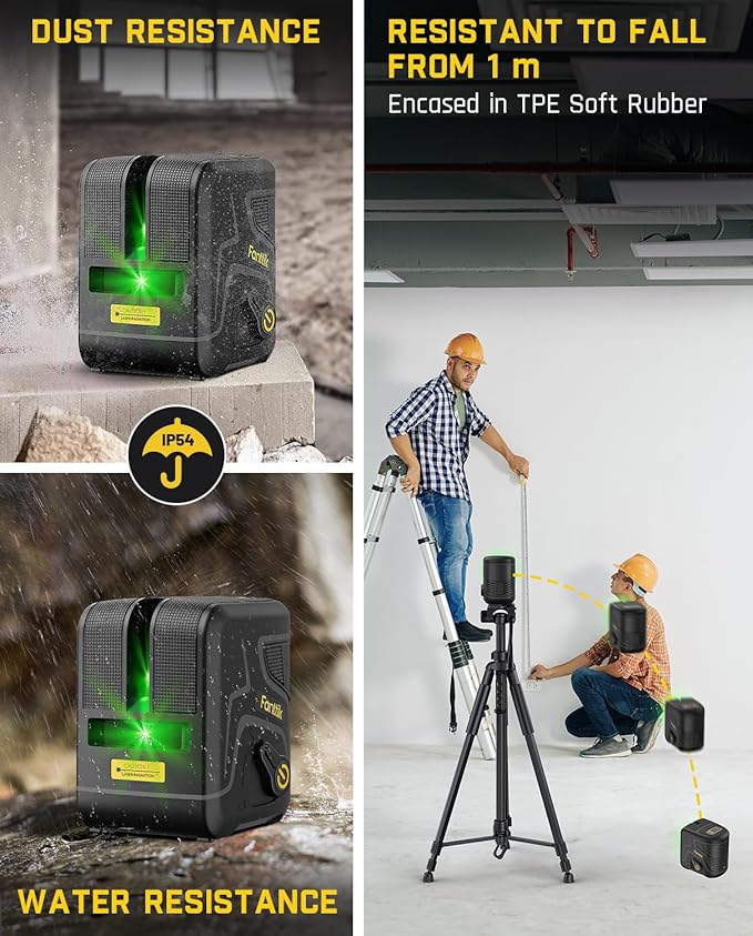 Fanttik D2 PLUS Laser Level, 100 ft Green Cross Line, Vertical Beam Spread Covers of 130°, Self Leveling Mode, 2600 mAh Built-in Rechargeable Battery, USB-C, Pulse Mode, 360° Magnetic Base