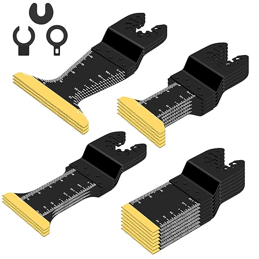18-Pack Titanium Oscillating Tool Blades for DeWalt, Milwaukee, Ryobi, Rockwell, Fein, for Metal, Nails, Wood, Plastic, and Hard Materials