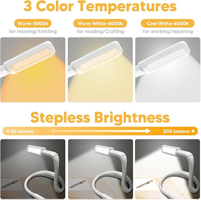 Neck Light Book Lovers Gifts: Crochet Accessories Knitting Gifts for Mom Christmas Stocking Stuffers for Men Women Husband Wife Teens Readers White Elephant Gift Exchange Sewing Supplies Reading Light