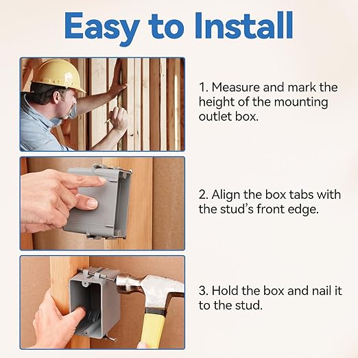 12-Pack Electrical Outlet Box New Work 1 Gang, 22 Cu.in, UL Listed