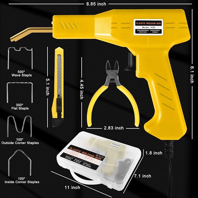 ATOLS Plastic Welder, 1000PCS Staples, Plastic Welding Kit, Hot Stapler Kit, Plastic Welder Gun Kit, Car Bumper Repair Kit, Plastic Repair Kit