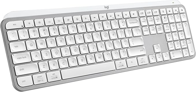 Logitech MX Keys S Wireless Keyboard, Low Profile, Fluid Precise Quiet Typing, Programmable Keys, Backlighting, Bluetooth, USB C Rechargeable, for Windows PC, Linux, Chrome, Mac - Pale Grey