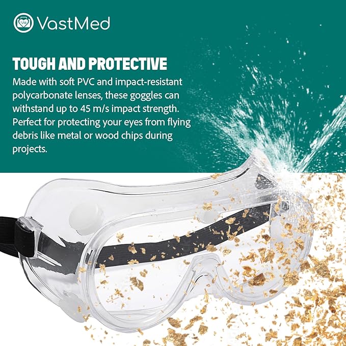 Anti-Fog Protective Safety Goggles Glasses Clear Lens Wide-Vision Adjustable Dust Goggles that Fit Over Glasses