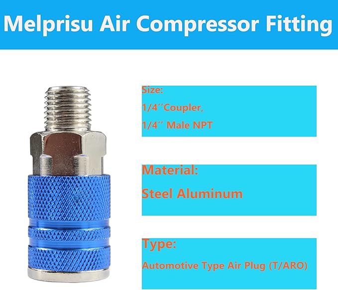 Type C Air Fittings Connect Automotive Air Plug & Coupler Set 14PCS Air Hose Fittings for Air Compressor Fittings Kit Aluminum T/Auto Air Fitting Set