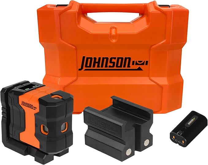 Johnson Level & Tool JDT300-GN5D Laser Level, Self-Leveling Kit 5 Dot Laser with GreenBrite® Technology, Magnetic Base, Hard-shell Carry Case, Floor Mount