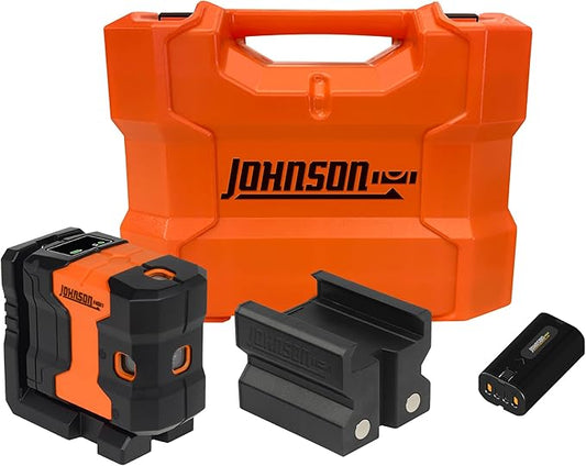 Johnson Level & Tool JDT300-GN5D Laser Level, Self-Leveling Kit 5 Dot Laser with GreenBrite® Technology, Magnetic Base, Hard-shell Carry Case, Floor Mount