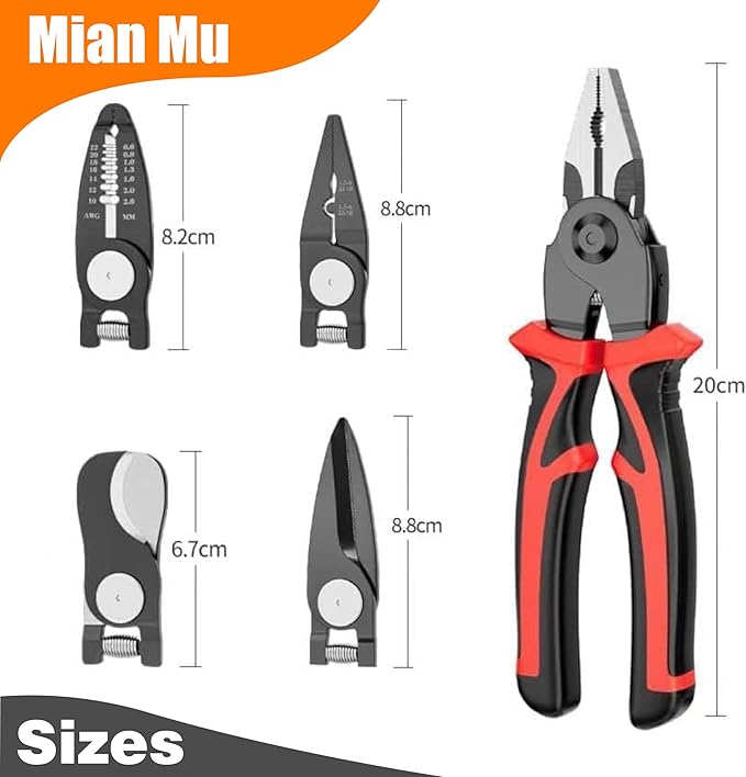 5 In 1 Tools Multifunctional Interchangeable Plier Set Wire Stripper Crimping Tool Cable Cutter Electrician Scissors, and Linesman Pliers All In One Kit with Storage Case