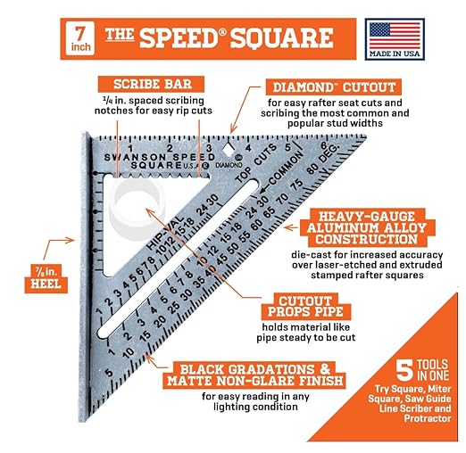 SWANSON Tool Co., Inc SW1201K Value Pack 7 inch Speed Square and Big 12 Speed Square (without layout bar) ships with Blue Book