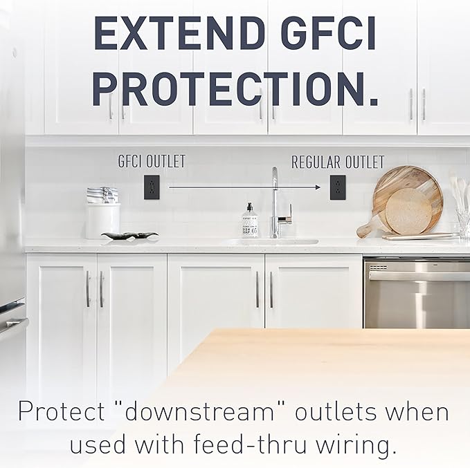 Legrand radiant 1597BKCCD12 15 Amp GFCI Self Test Decorator Duplex Outlet, Black (1 Count)