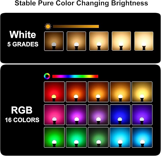 RGBW Bulbs10W (85W Equivalent),A19 E26/27 Multiple Color Changing Light Bulb with Remote,LED Lamp Replace,Warm White,Dimmable Memory Function,Ideal Lighting for Home Decoration,Party,Gardens