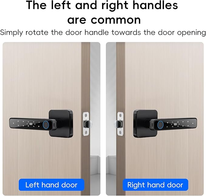 Smart Door Knob with Key & Keypad, Bluetooth Keyless Entry, Biometric Fingerprint Door Lock - Privacy & Passage Doorknob Functions for Home, Bedroom, Office, and Apartment