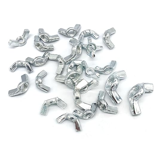 26 Pcs 4 Sizes 3/16",1/4",5/16",3/8" Wingnuts, Quality Carbon Steel Wing Nuts Sliver Zinc Plated Fasteners Parts Butterfly Nut, Hand Twist Tighten Hardware Nuts Butterfly Wing-Nut Assorted Kit