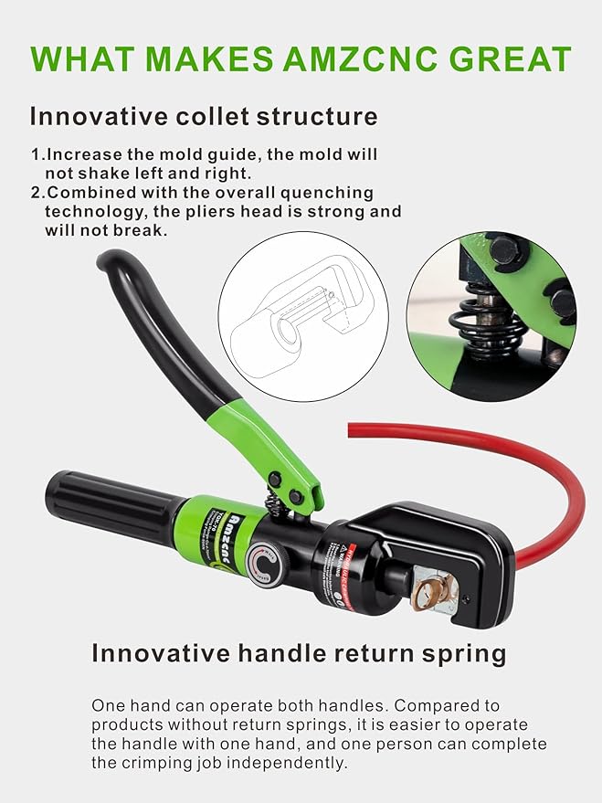 AMZCNC 1/8” Wire Rope Crimping Tool Hydraulic Hand Crimper Tool for Stainless Steel Cable Railing Fittings for 1/8" 3/16" Cable –Wire Swaging Tool 8 Ton and Stainless Steel Cable Cutter