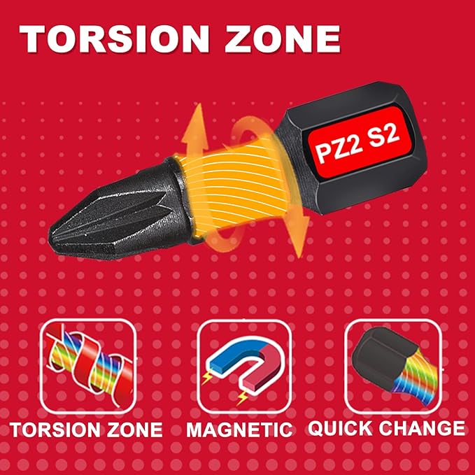 Impact Pozi Screwdriver Bits Set,90 Pcs 1" Magnetic (PZ1/PZ2/PZ3) S2 Steel Multi Driver Bits and 1Pcs Bit Holder with Storage Colorful Box