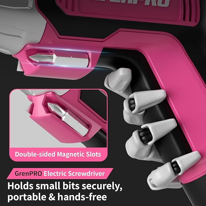 4V Electric Screwdriver Rechargeable 29pcs, Cordless Screwdriver, USB Small Power Screwdriver Set with Bits, Pink