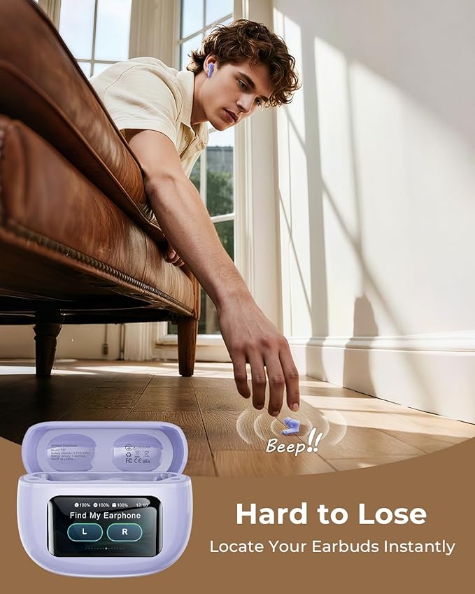 Wireless Earbuds, Ear Buds Active Noise Cancelling with Charging Case, 6.0 Bluetooth Earbuds with AI Clear Calls, 40H Playtime for Sports & Working, Stereo Sound Headphones for iPhone/Android/iPad