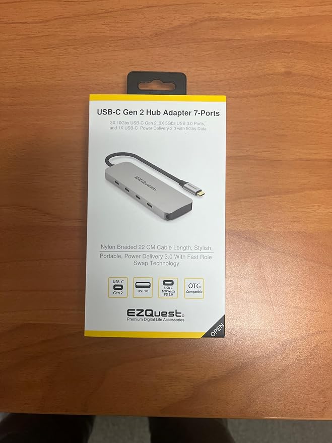 EZQuest USB C Hub Docking Station 7 in 1 with 3 Gen 2 10Gbs Ports, 3 USB A 3.0 Ports, 1 USB C Power Delivery 3.0 with 5Gbs Data, Compatible with MacBook/Dell/HP/Lenovo Laptops