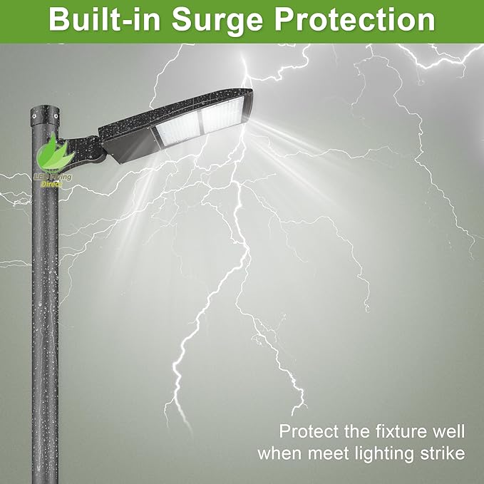 480V High Voltage 300W LED Shoebox Light, Parking Lot Pole Lightis, Outdoor LED Area Light 1000W MH/HPS Equiv. Surge Protector, 1-10V Dim, 42000LM 5000k DLC UL Listed 277-480V Direct Arms Mount