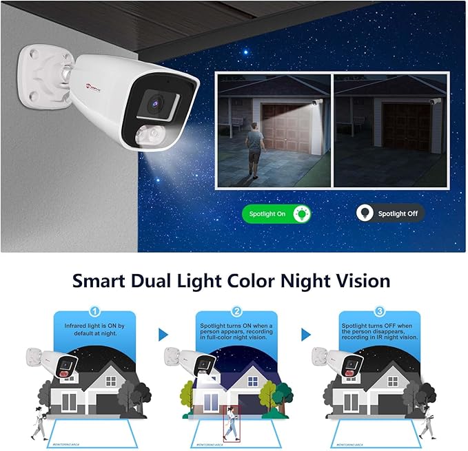 Anpviz 4MP Bullet PoE IP Camera, Security IP Camera Outdoor Indoor, AI Human Motion Detection, Smart Dual Light Color Night Vision, Built-in Mic, 2.8mm Lens, IP66 Waterproof, NDAA Complaint (U Series)