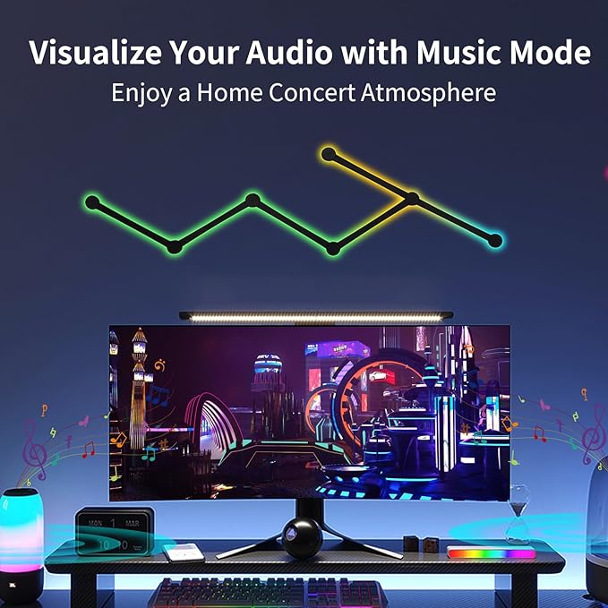 Smart Wall Light Lines, WiFi RGB LED Bars, 16M+ Color Dimmable Music Sync DIY Home Decor for Gaming Party Streaming Lovers, Compatible with Alexa & Google Assistant (6 Lines, Black)