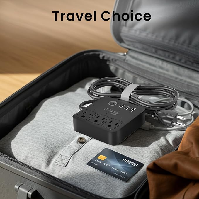 GHome Smart Plug Power Strip Works with Alexa & Google Home - 3 Individually Controlled Smart Outlets Switches 3 USB Ports, 4FT Extension Cord, WiFi Power Strip, Multi-Plug Extender for Home Offices