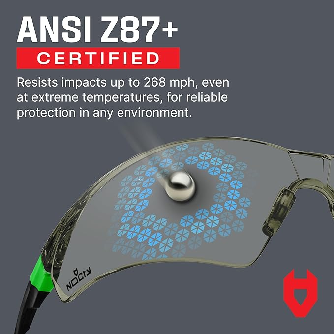 NoCry Lightly Tinted Anti Fog Safety Glasses for Men or Women with Scratch-Resistant Lenses - ANSI Z87.1 Certified with 100% UV Protection - Adjustable Temples and Nose Pad - Wraparound Design