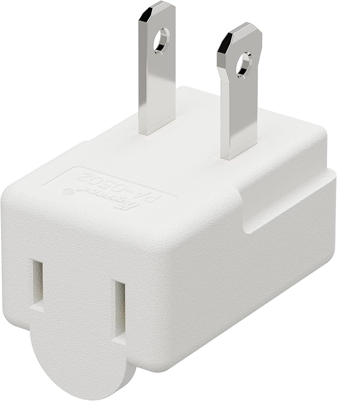 Polarized 2-Prong L Type Adapter, Vertical Right Angled Down Angle AC Adapter with NEMA 1-15P USA Outlet Saver Extension High Heat Resistant 2Pin Design