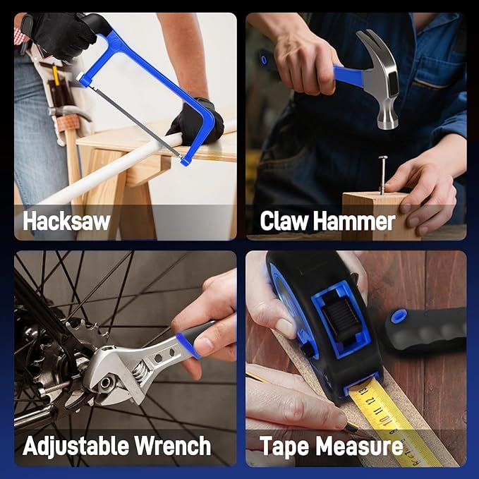 COMOWARE 120 Pcs Home Tool Kit with 20V Power Drill, Li-ion Battery & Charger - 25+1 Clutch Tool Set for Home, Garden & Office Repair - Blue Case