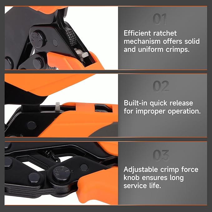 iCrimp Rachet Crimping Tool Set, Quick Change Jaws for Insulated Terminals, Solar Terminals and End Sleeves Ferrules- 4PCS included