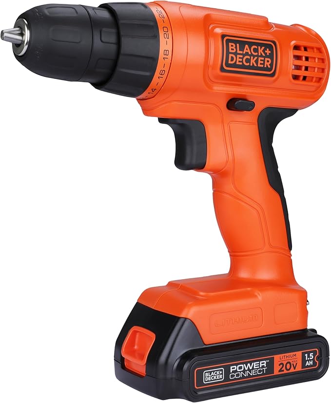 BLACK+DECKER 20V MAX Drill & Home Tool Kit, 34 Piece (BDCD120VA), Orange