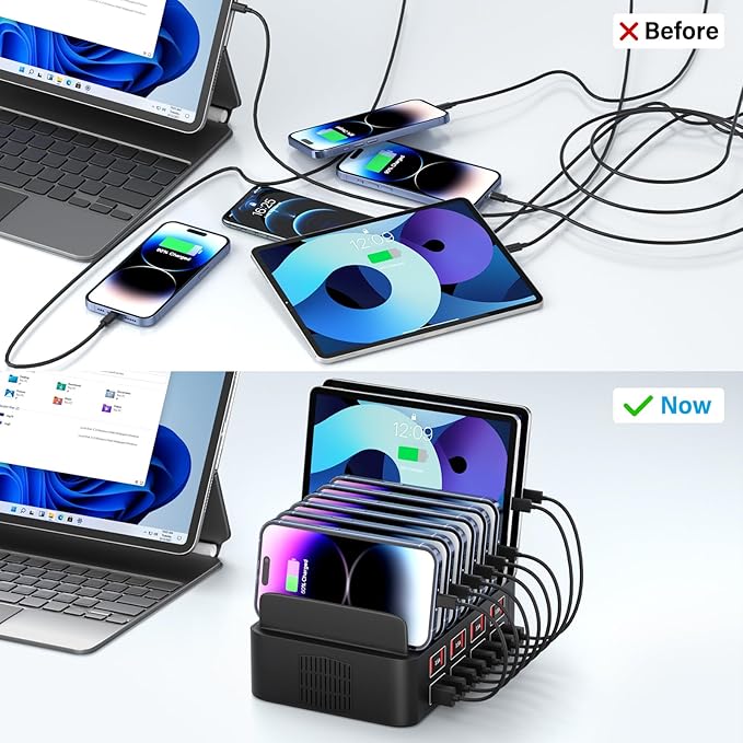 Charging Station for Multiple Devices, 150W USB Charger Station with16 Fast Charging Ports, Ipad Charging Station for Apple Devices Fire Tablets iPhone Samsung Android
