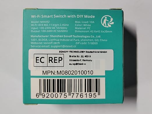 SONOFF Mini R2 10A Smart WiFi Wireless Light Switch, Universal DIY Module for Smart Home Automation Solution, Works with Amazon Alexa & Google Home, No Hub Required