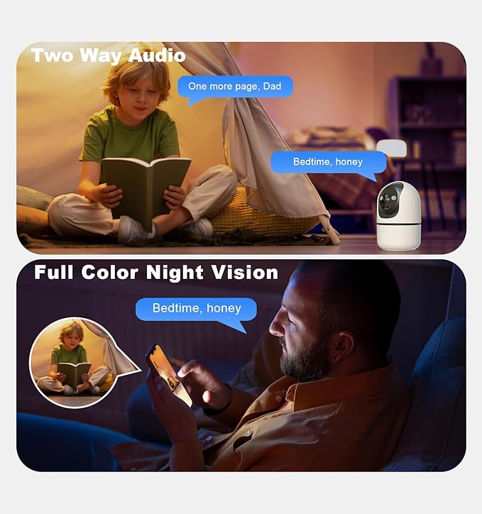 Security Cameras Indoor, 2K 5G&2.4Ghz WiFi Camera for Security Home with 911 Monitor Alert, 360 PTZ Baby/Pet/Dog Camera AI Search Motion Detection, Color Night Vision, Speaker, US Cloud Storage, 2Pack