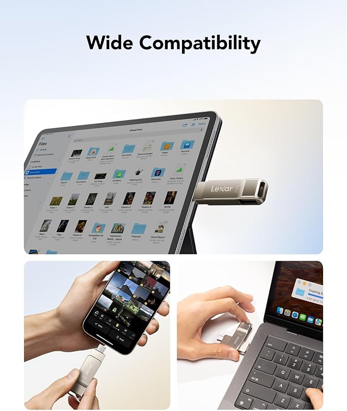 Lexar D40E 256GB Dual USB 3.2 Gen 1 Type-C Jump Drive, USB-C Flash Metal Housing Swivel Design Thumb Drive