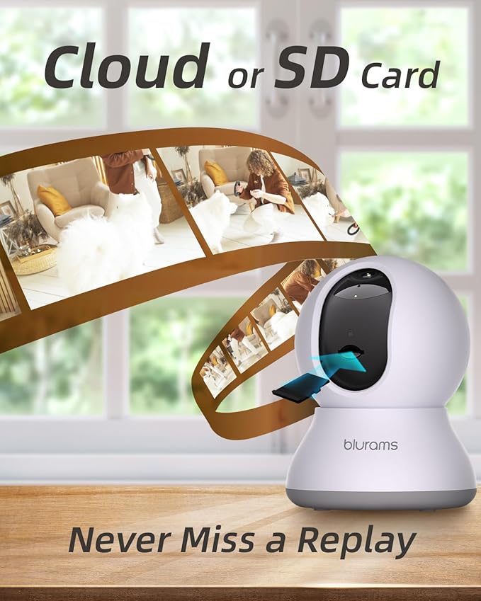 blurams Cameras for Home Security, 2K Pet Camera with Phone App, 5GHz/2.4GHz Dual-Band, 360° PTZ Indoor Cameras, 2-Way Talk, Motion Tracking, Color/IR Night Vision, Cloud&SD, Works with Alexa (4Pack)