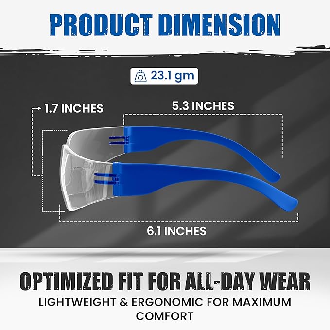 Work Safety Glasses For Men | Ansi Z87 Certified Safety Goggles For Shooting Range | Anti-Scratch Outdoor Glass