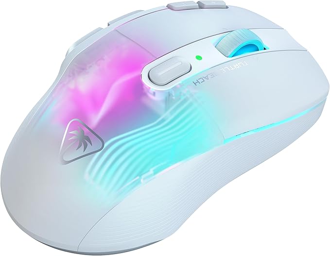 Turtle Beach Kone XP Air Wireless Customizable Ergonomic RGB Gaming Mouse, Bluetooth, 19K DPI Optical Sensor, 100-hour Battery & Charging Dock, 29 Programmable Inputs & RGB Lighting, 4D Wheel – White