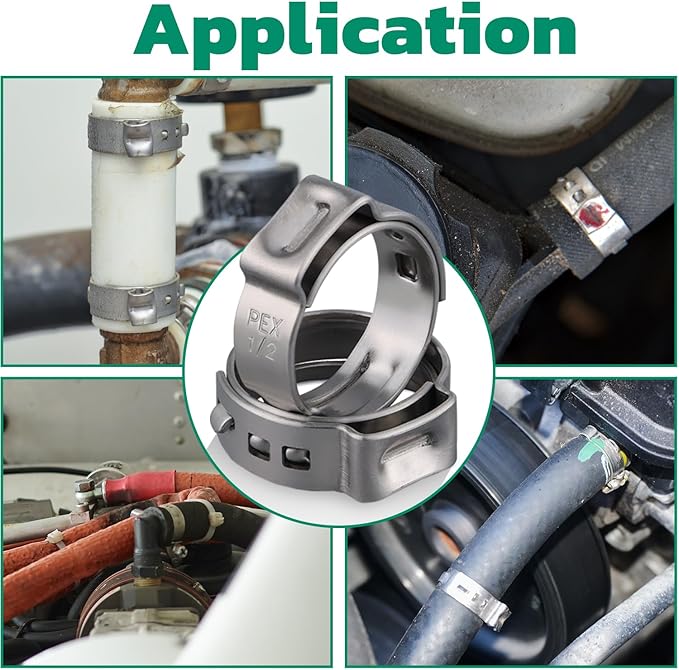 80 Pack 1 Inch Pex Clamps,304 Stainless Steel Pex Cinch Clamps Stepless Pex Crimp Rings PEX fittings Pinch Clamps,Single Ear Hose Clamps for Pex Tubing Pipe