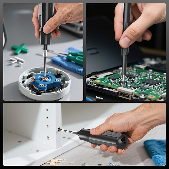 36 in 1 Electric Screwdriver Kit with Manual Screwdriver, 4V Rechargeable Screwdriver Set with Socket, Extension Rod, 2N.m Torque and LED Light, Suitable for Furniture and DIY