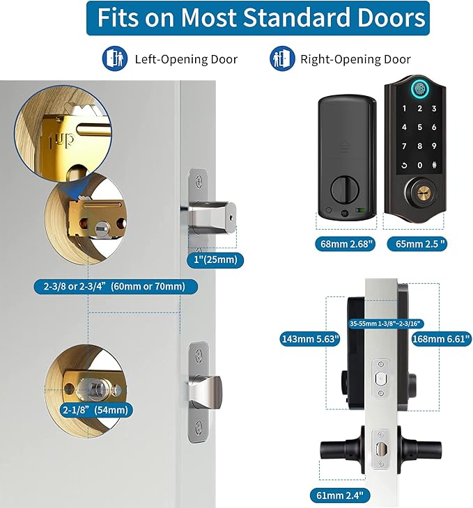 Harfo Smart Fingerprint Door Lock, Keyless Entry Deadbolt, Full App Control Biometric Lock, Electronic Digital Touchscreen Keypad, Auto Lock, Easy Install, Aged Bronze