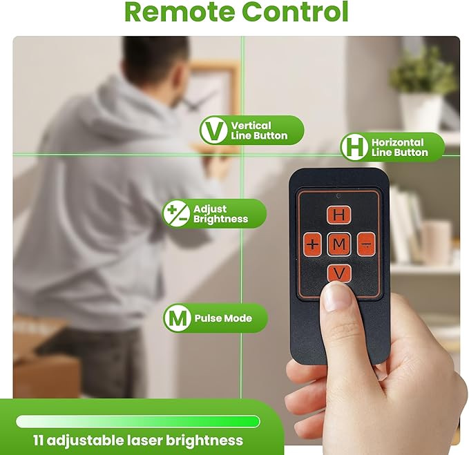 Laser Level 360 Self Leveling, 3x360° Green Cross Line Lazer Leveler Tool for Construction and Picture Hanging, 3D 12 Lines Laser with 2*6000mAh Rechargeable Battery Magnetic Rotating Bracket